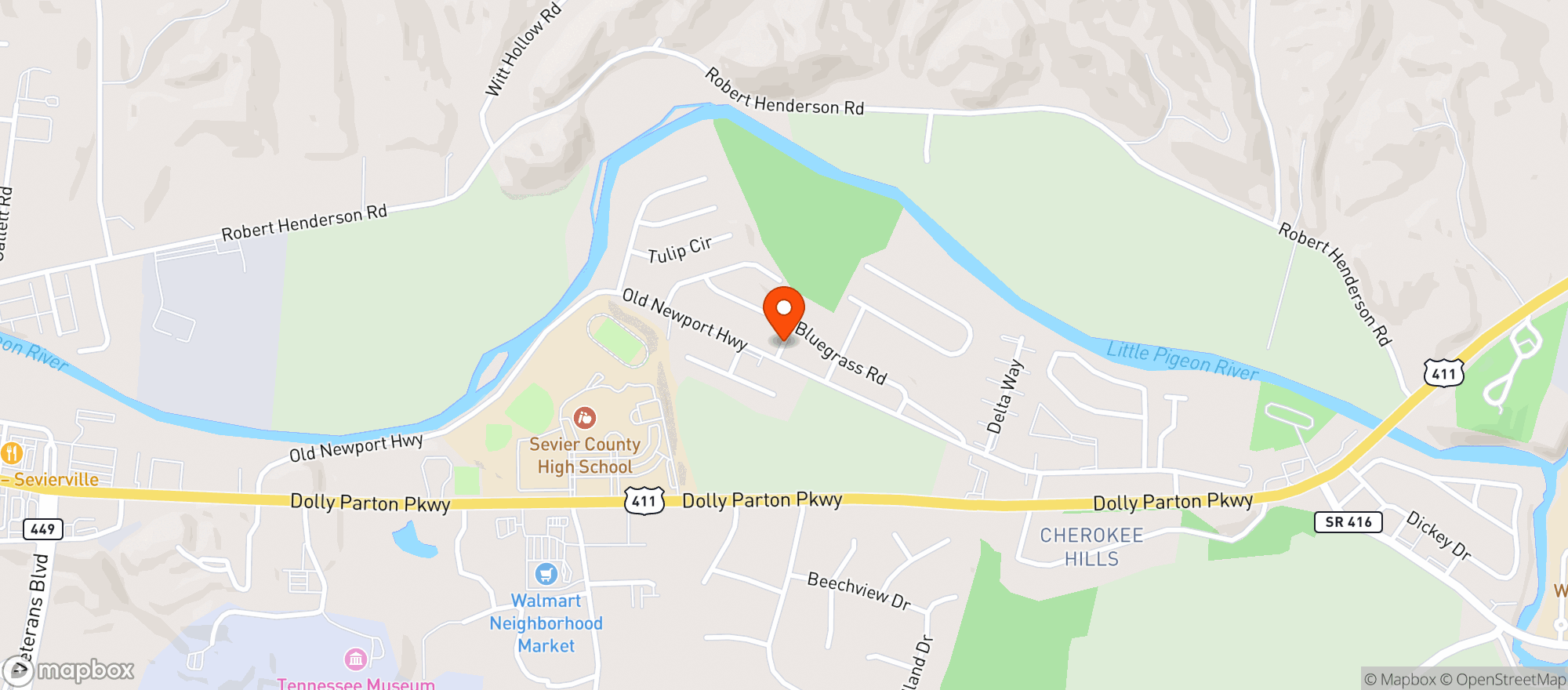 Map showing Casual Pint (Sevierville)