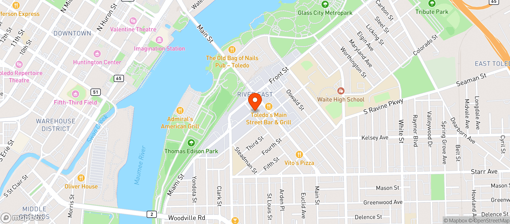 Map showing Whiskey River Tavern