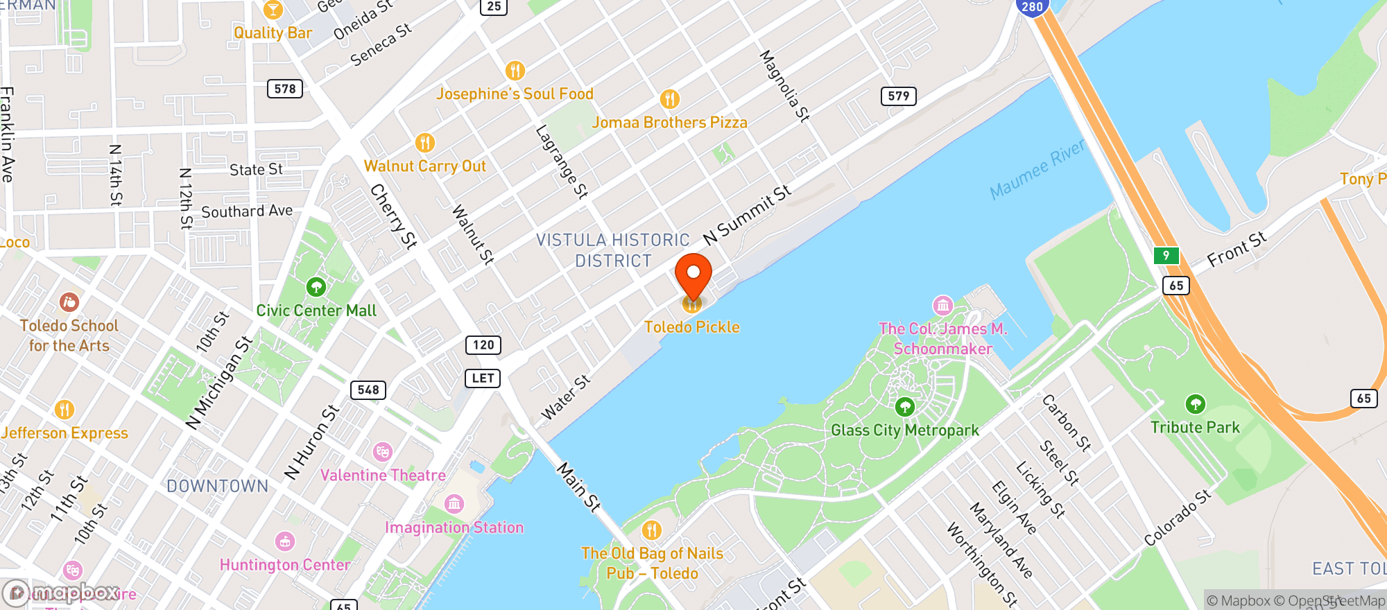 Map showing Toledo Pickle Company