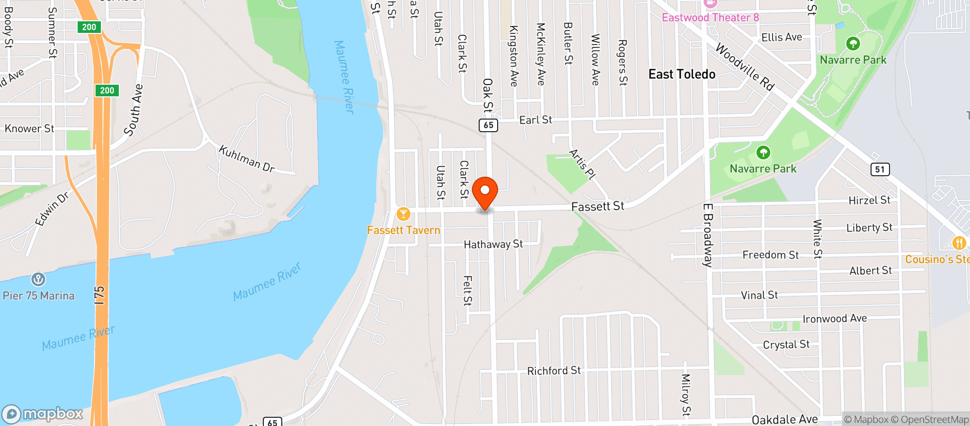Map showing Fassett St Drop In