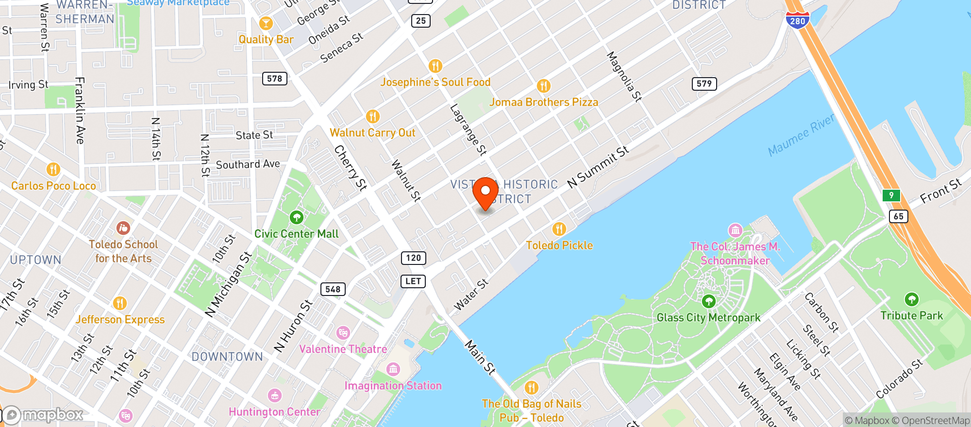 Map showing Mollys Irish Pub