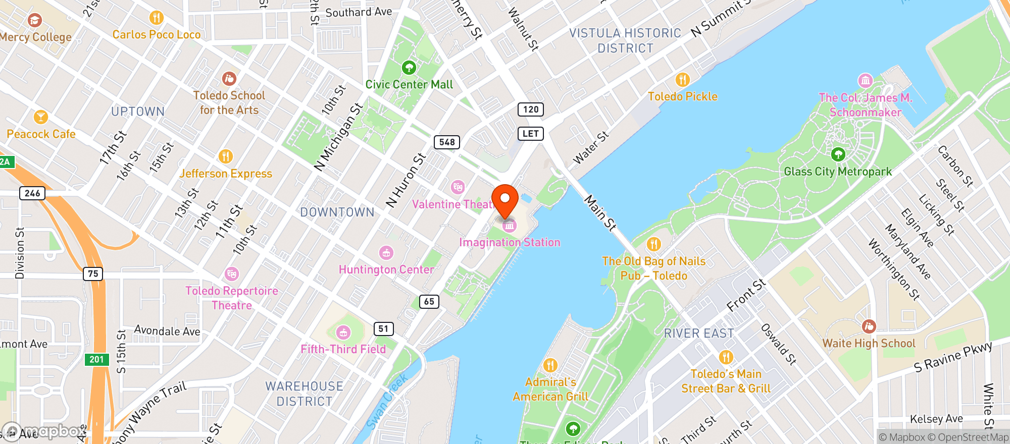Map showing Imagination Station