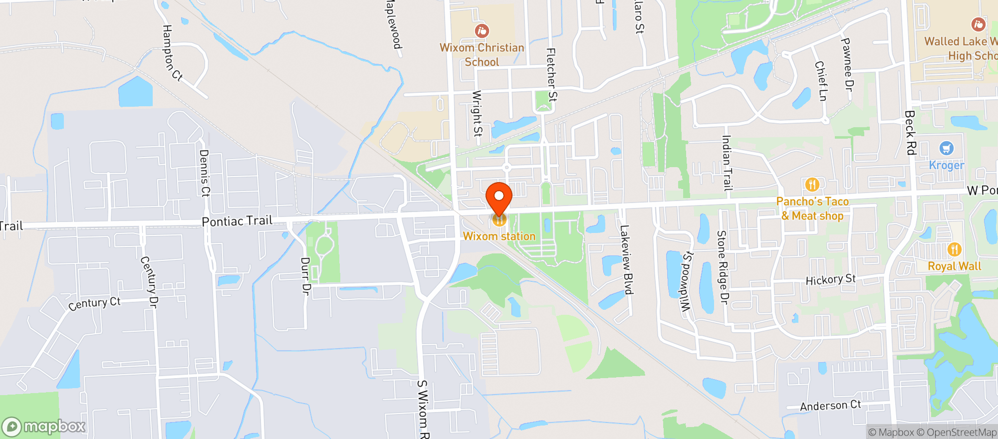 Map showing Wixom Station