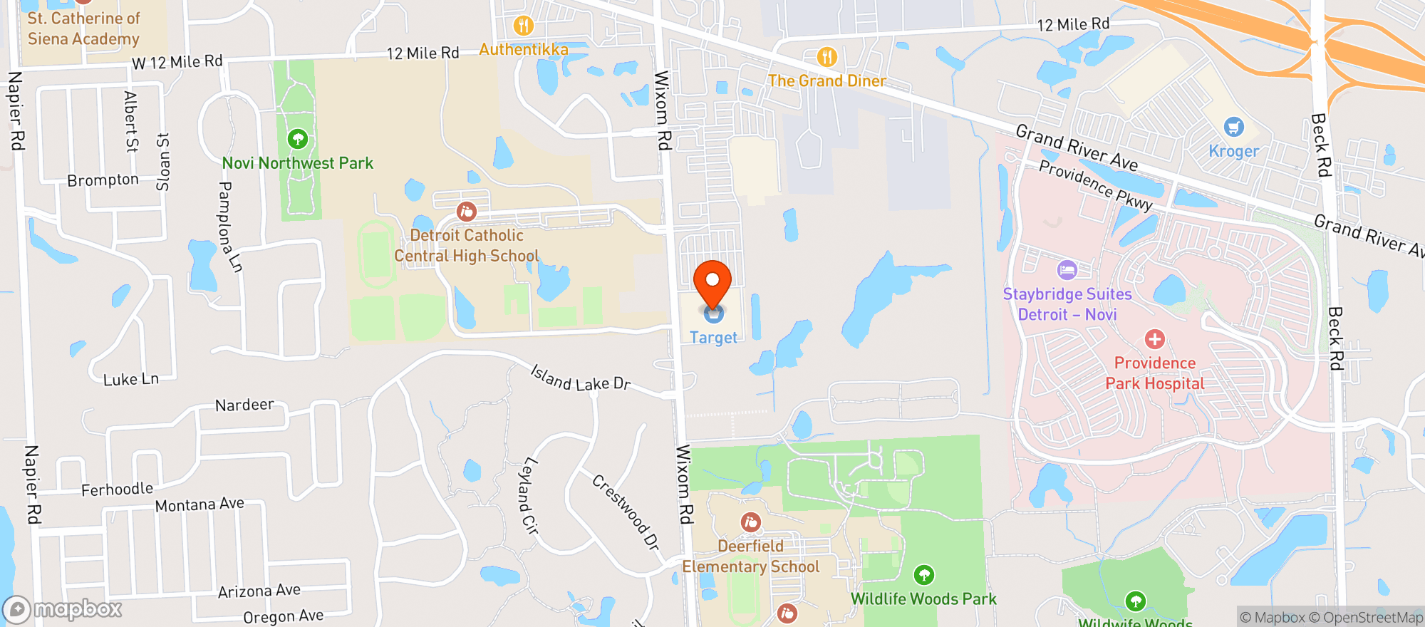 Map showing Target - Novi