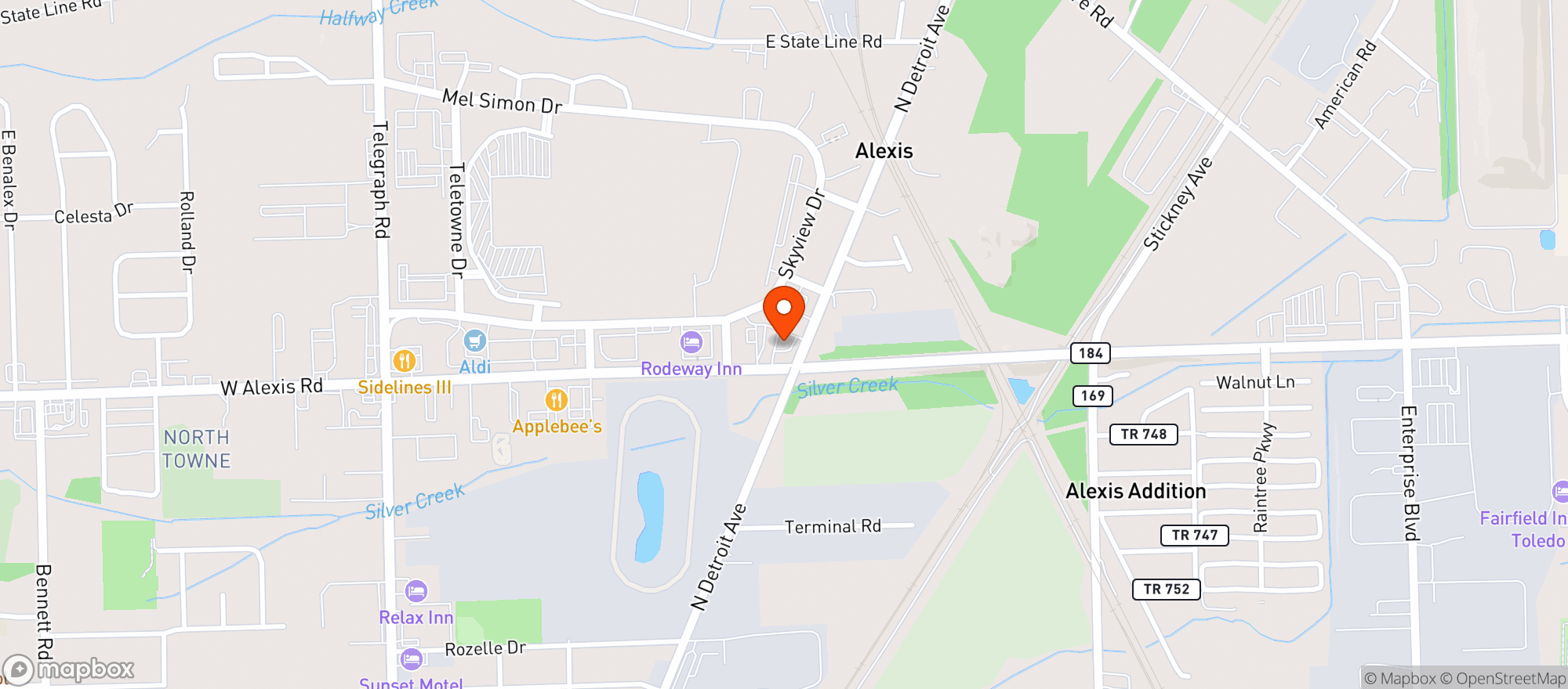 Map showing Stop N Go 93 N Detroit
