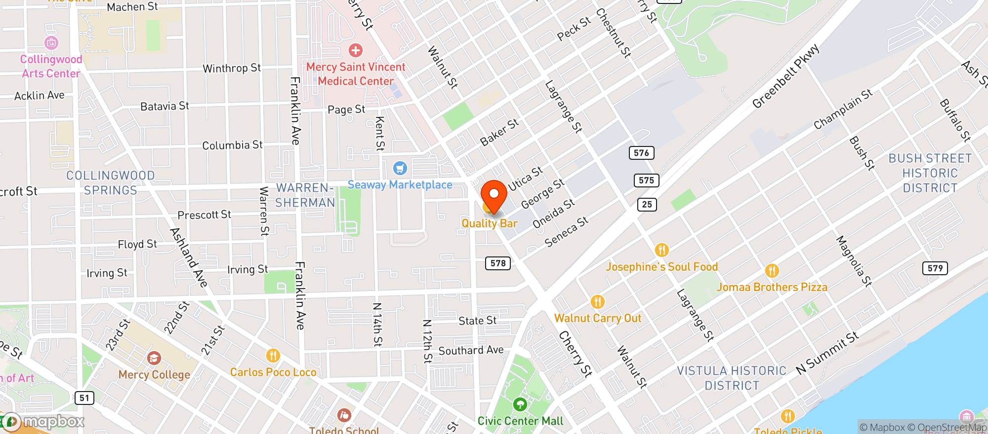 Map showing 7th Heaven Party Store