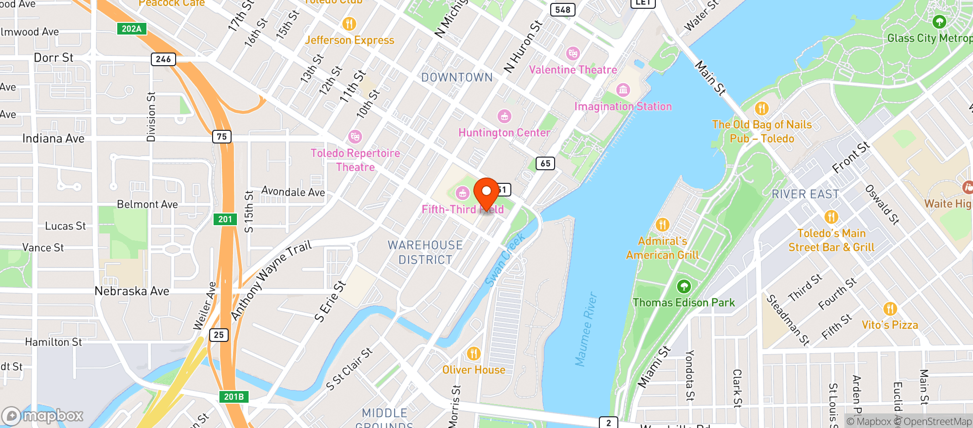 Map showing First Base Lounge