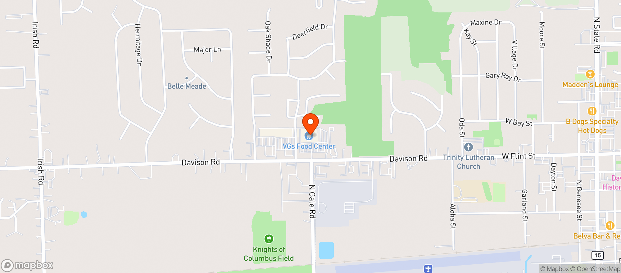Map showing Vg's Grocery