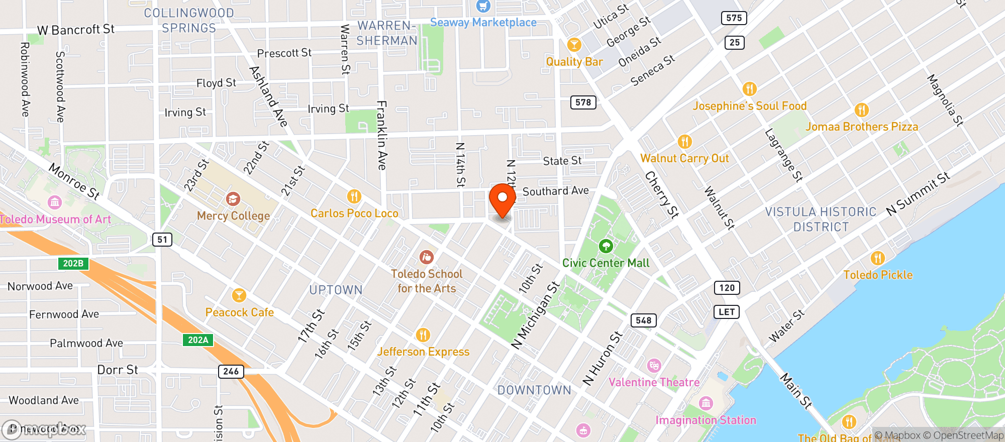 Map showing Quenched & Tempered Brewing Co.