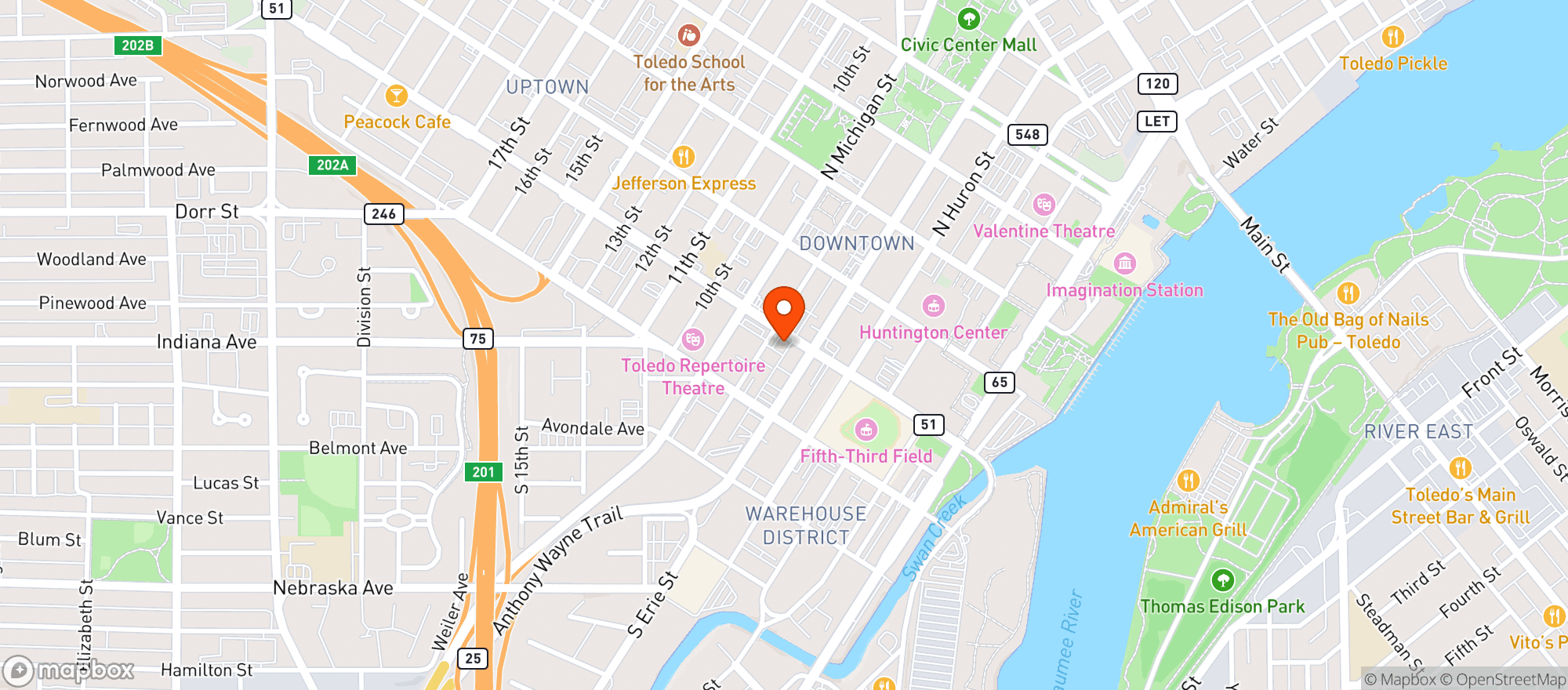 Map showing Migos Restaurants