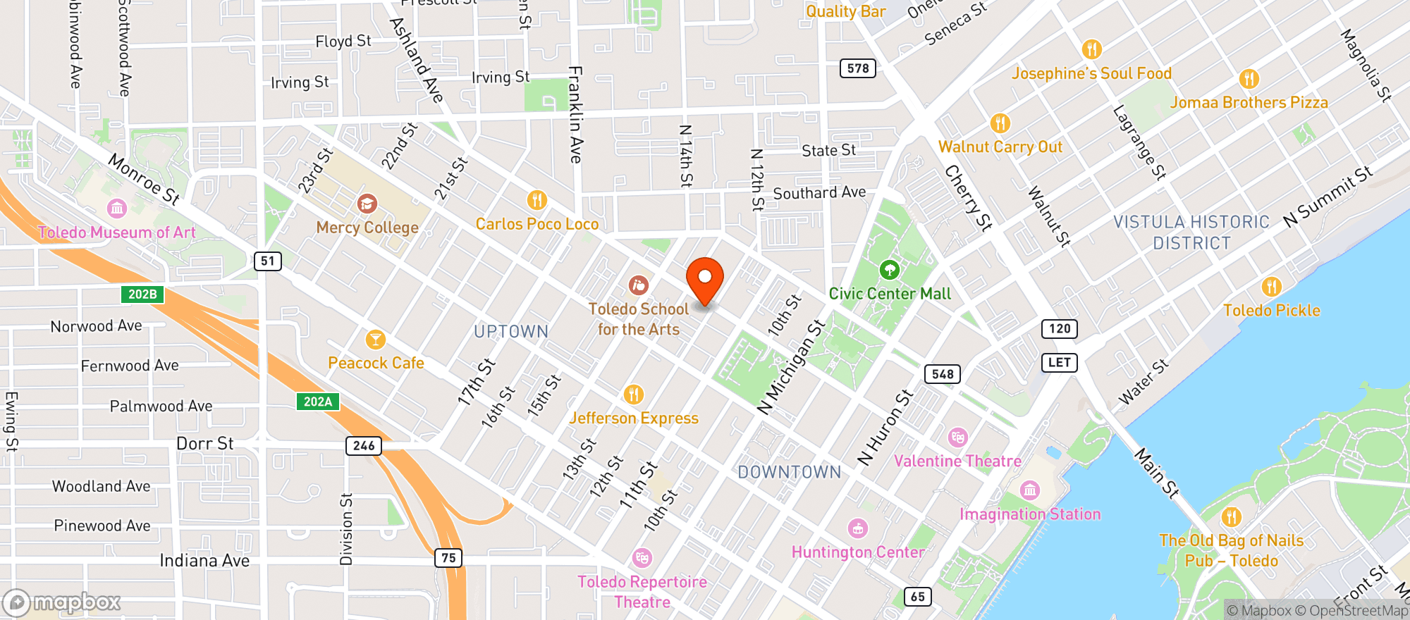 Map showing Wesleys Bar And Grille