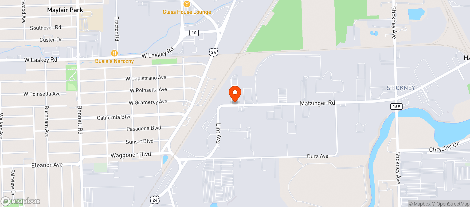 Map showing Agenda Sports Bar