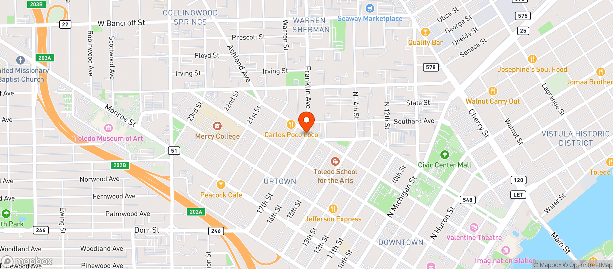 Map showing Manos Greek Restaurant