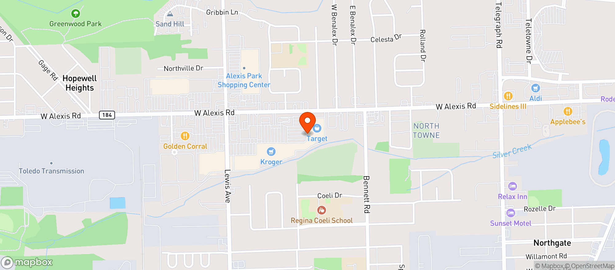 Map showing Target Store