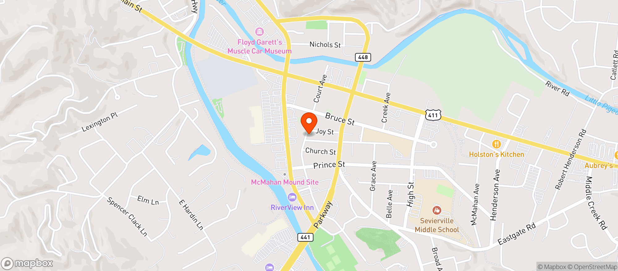 Map showing The Pines