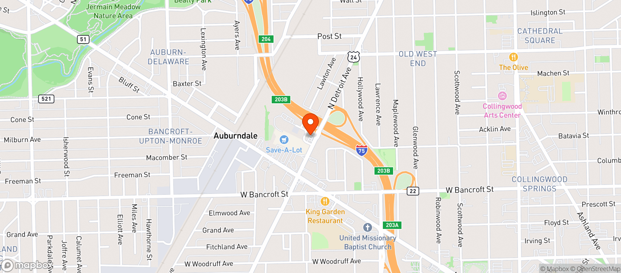 Map showing Gas Express #6833