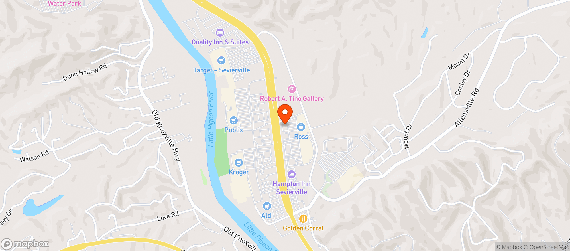 Map showing CASUAL PINT (SEVIERVILLE)