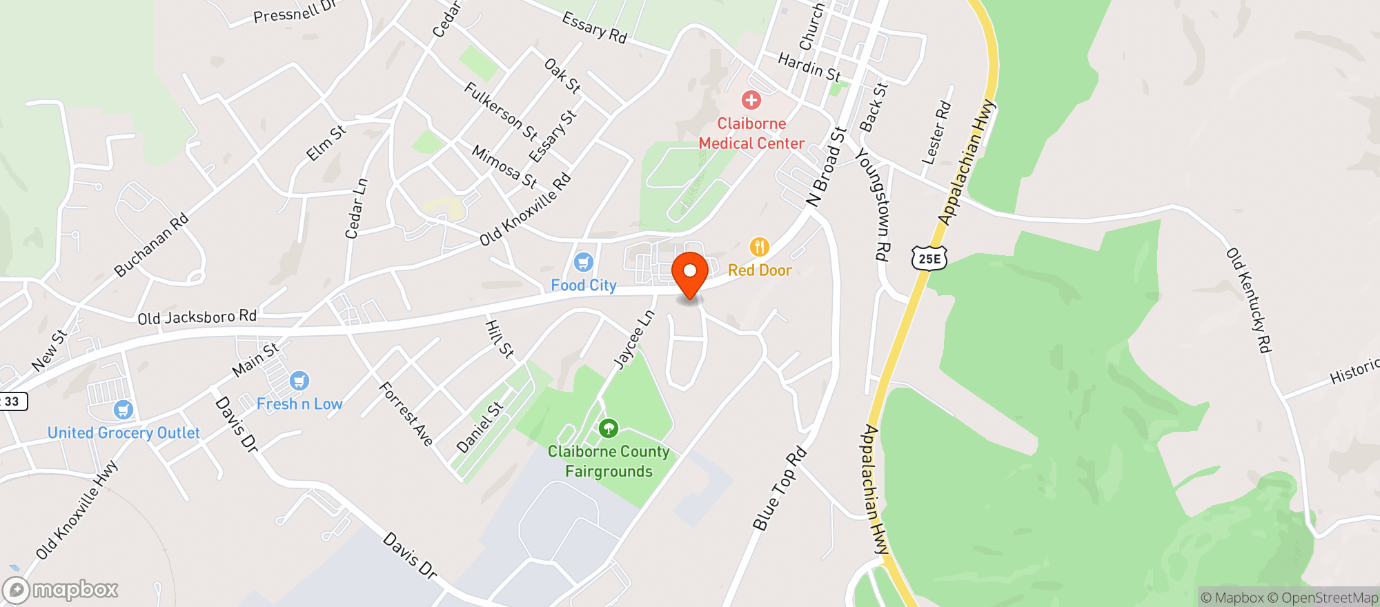 Map showing Sharps Package Store