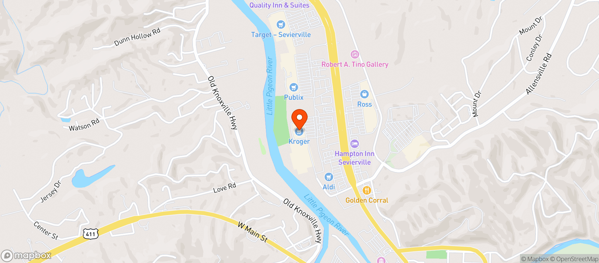 Map showing Kroger