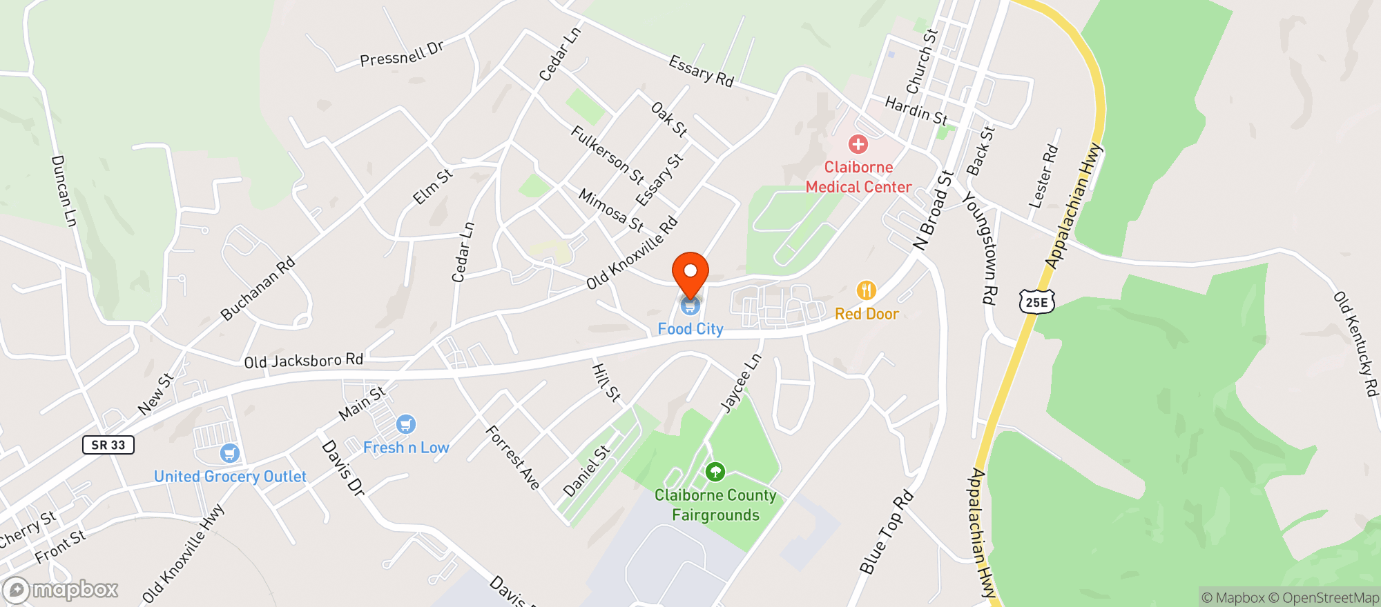 Map showing Food City