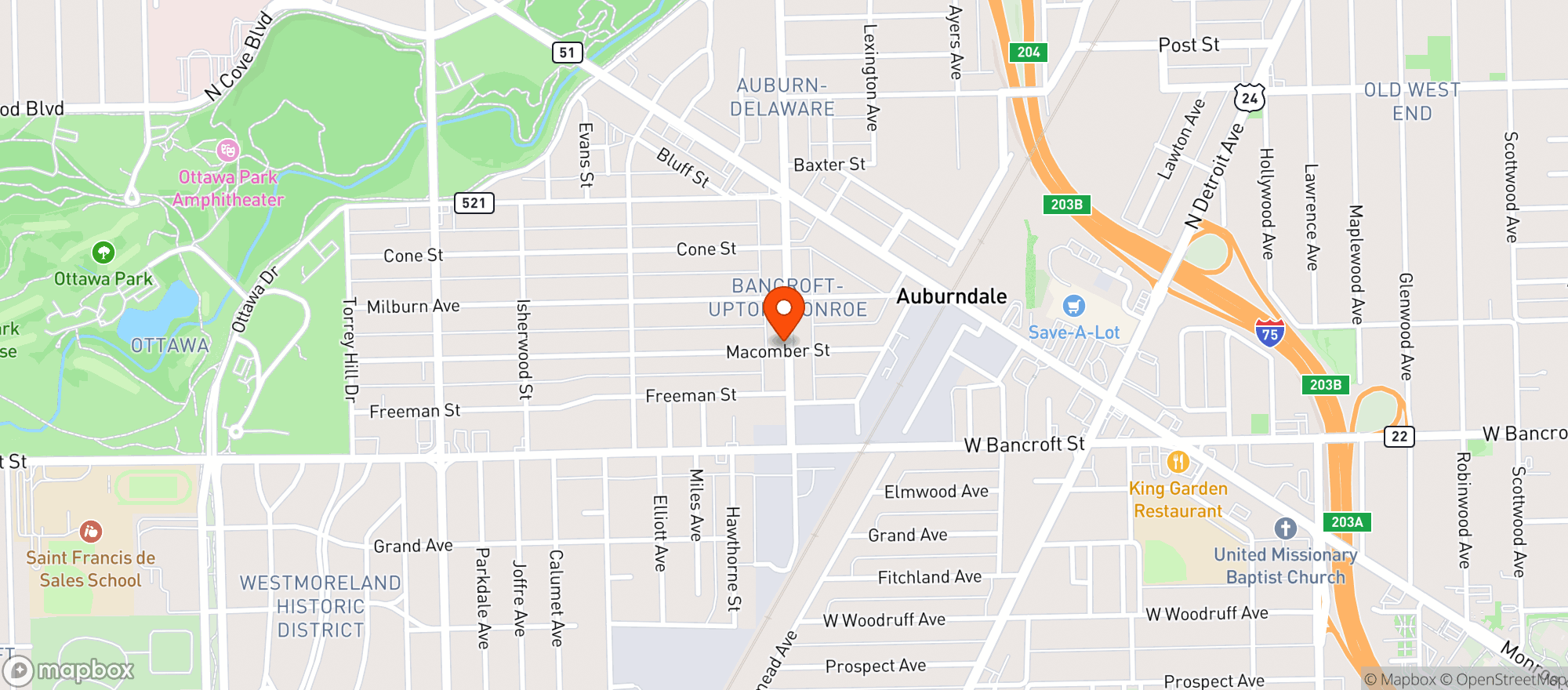Map showing Macomber Market