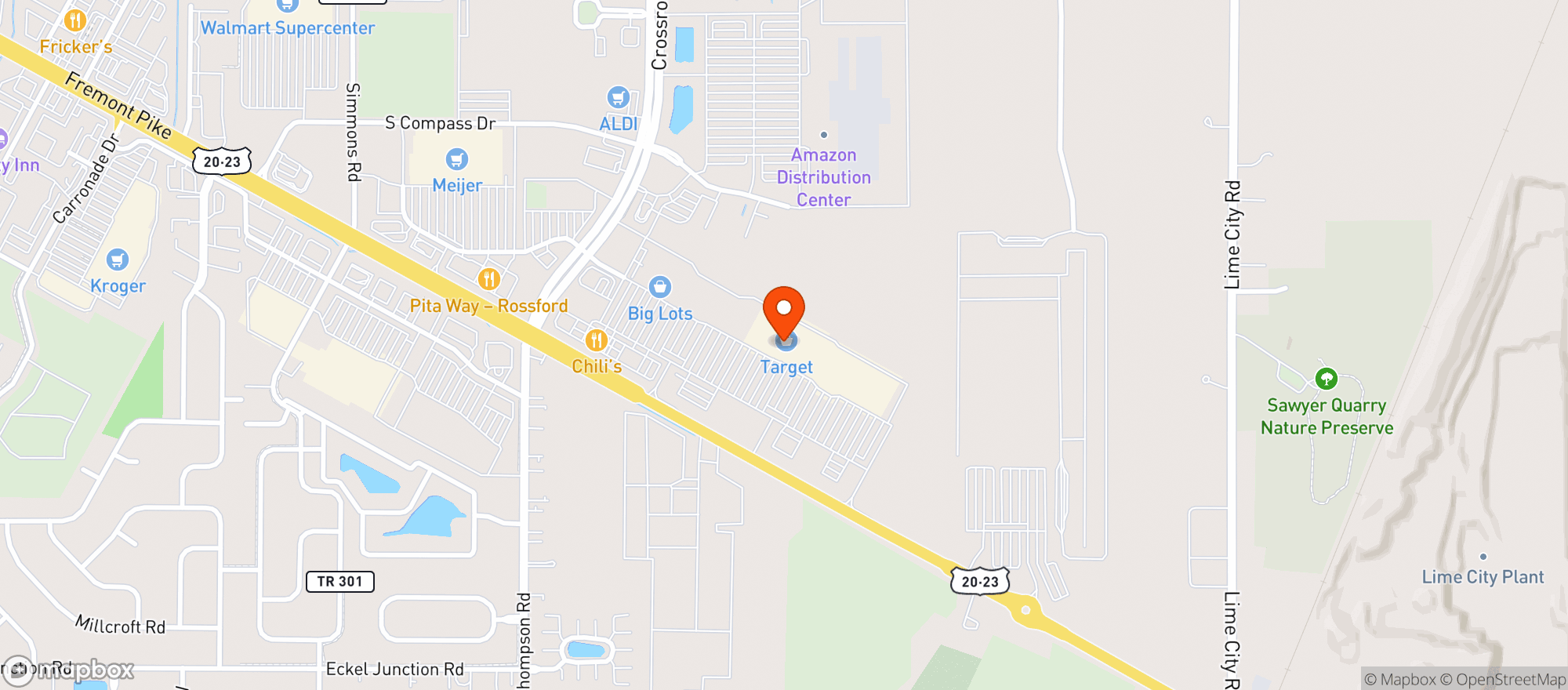 Map showing Target Store