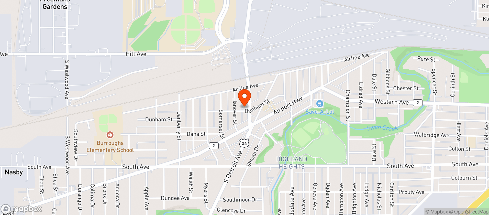 Map showing Corner Store