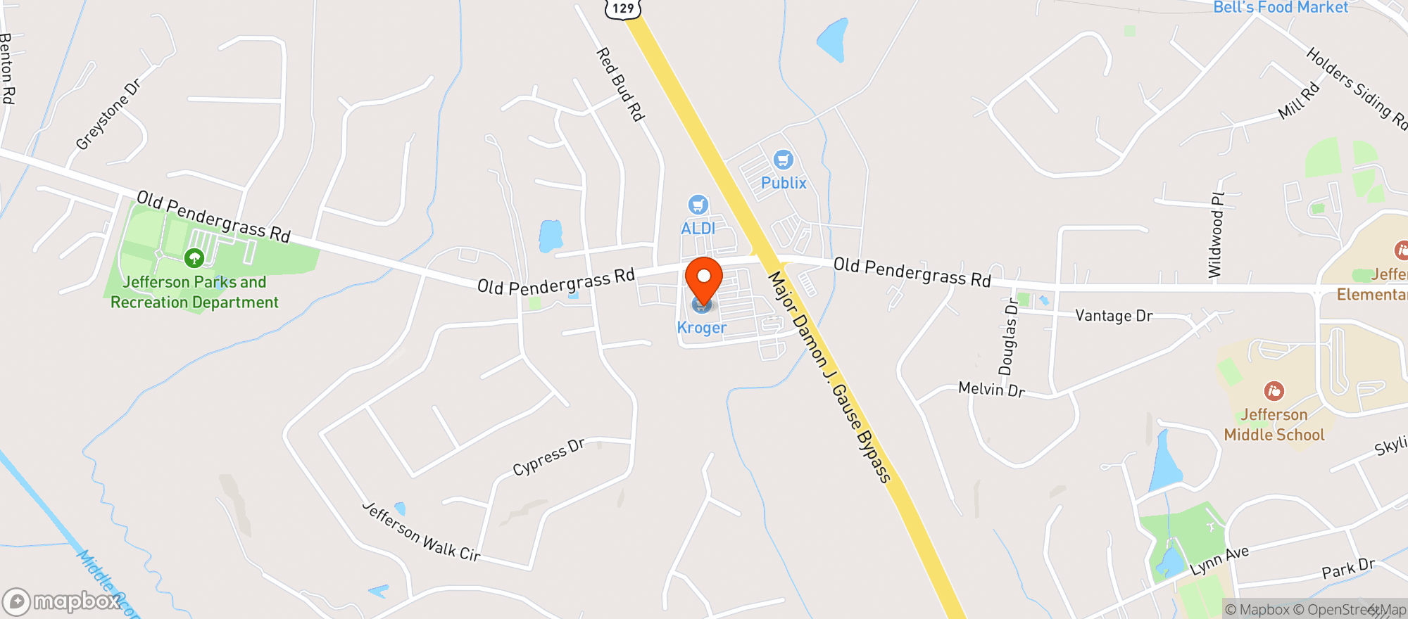 Map showing Kroger