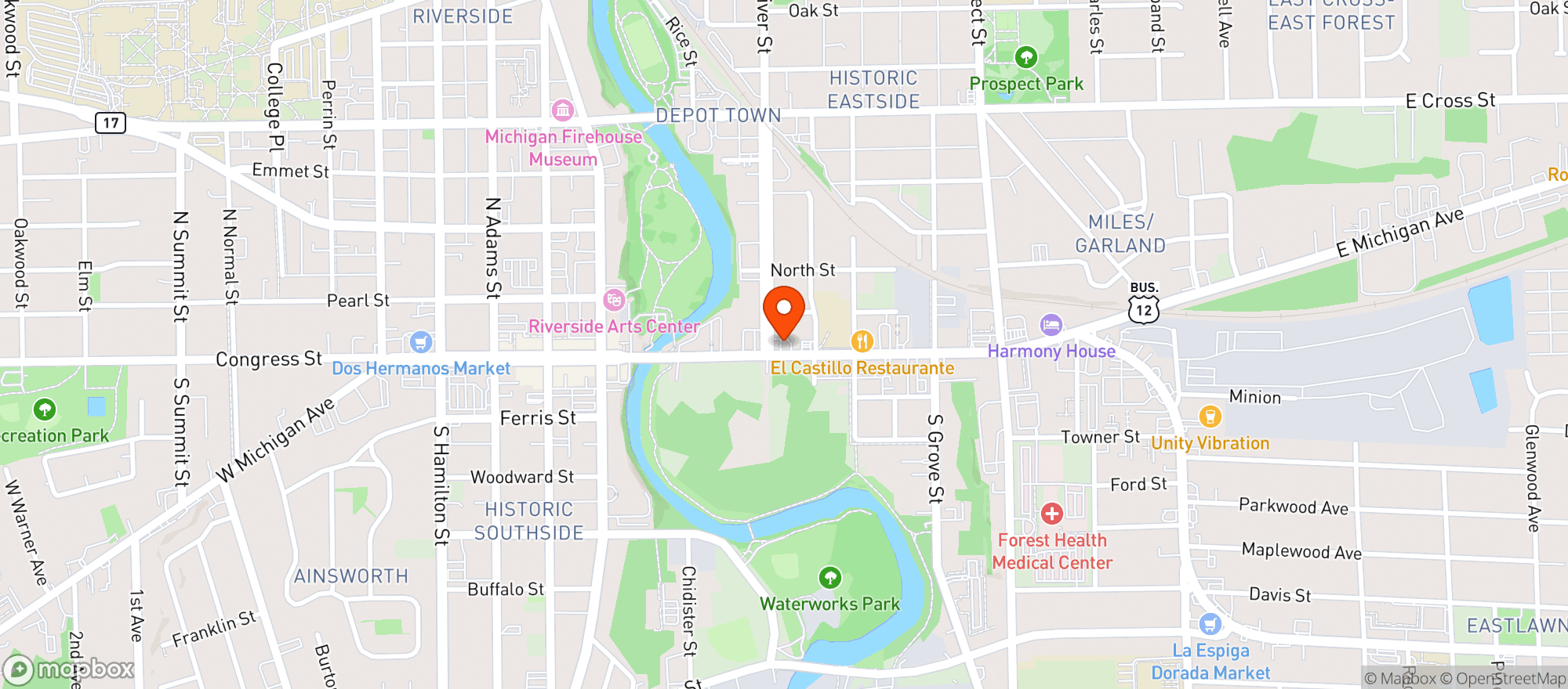Map showing Bloom City - Ypsi