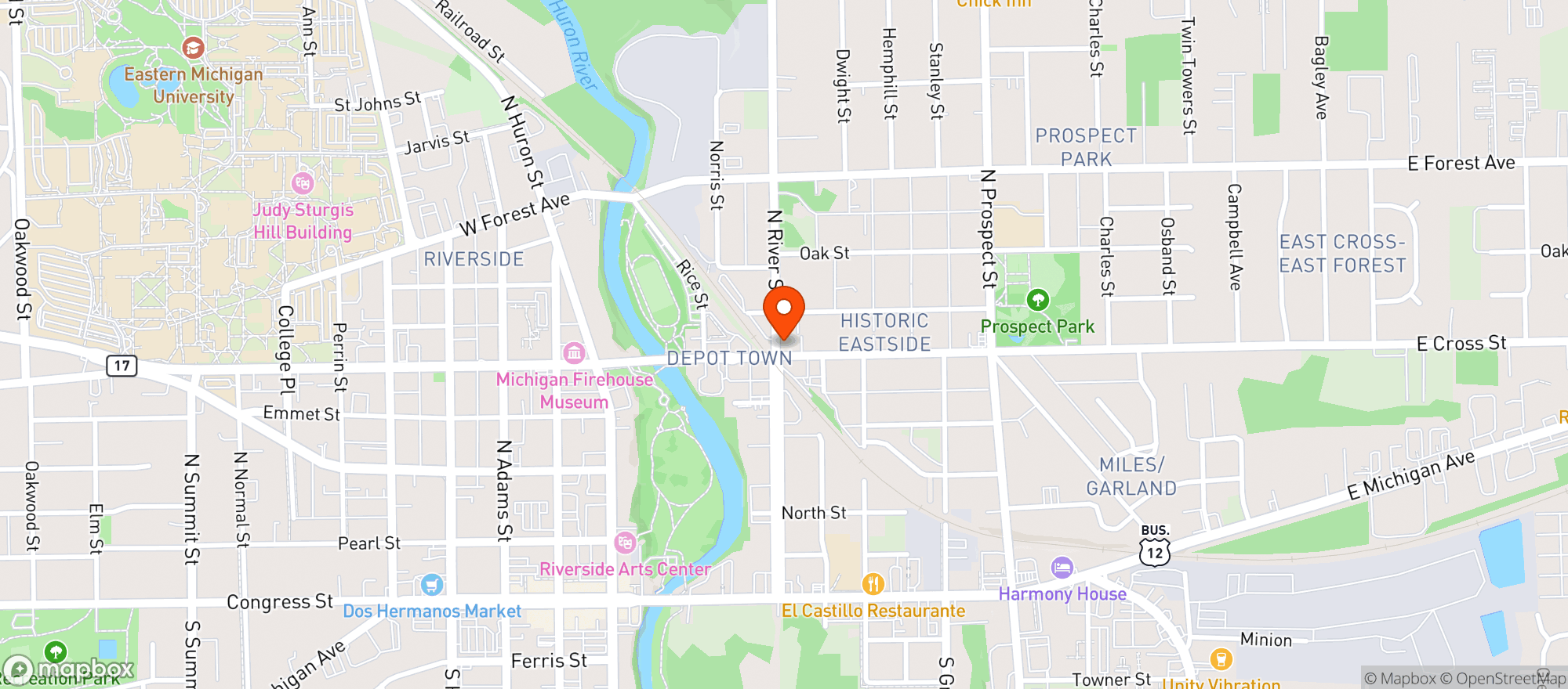 Map showing Thompson & Co