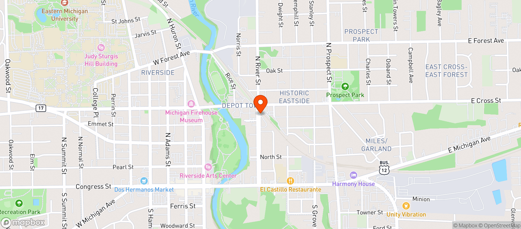 Map showing Ypsilanti Food Co-op