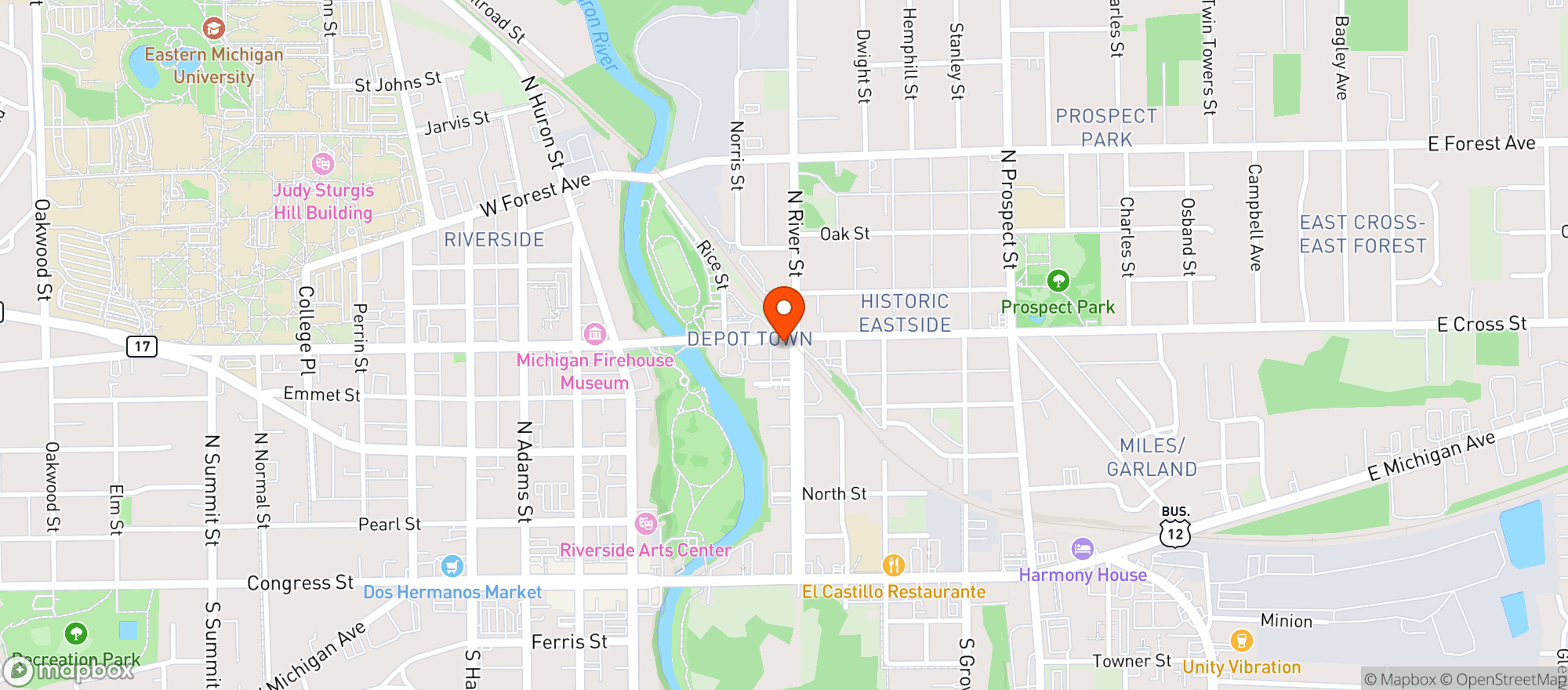 Map showing Sidetrack Bar & Grill