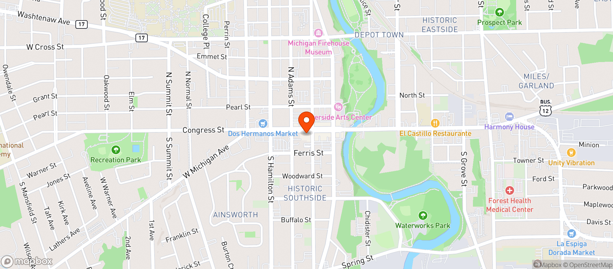 Map showing Red Rock