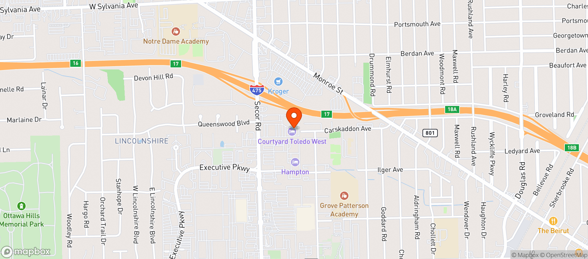 Map showing Courtyard By Marriott