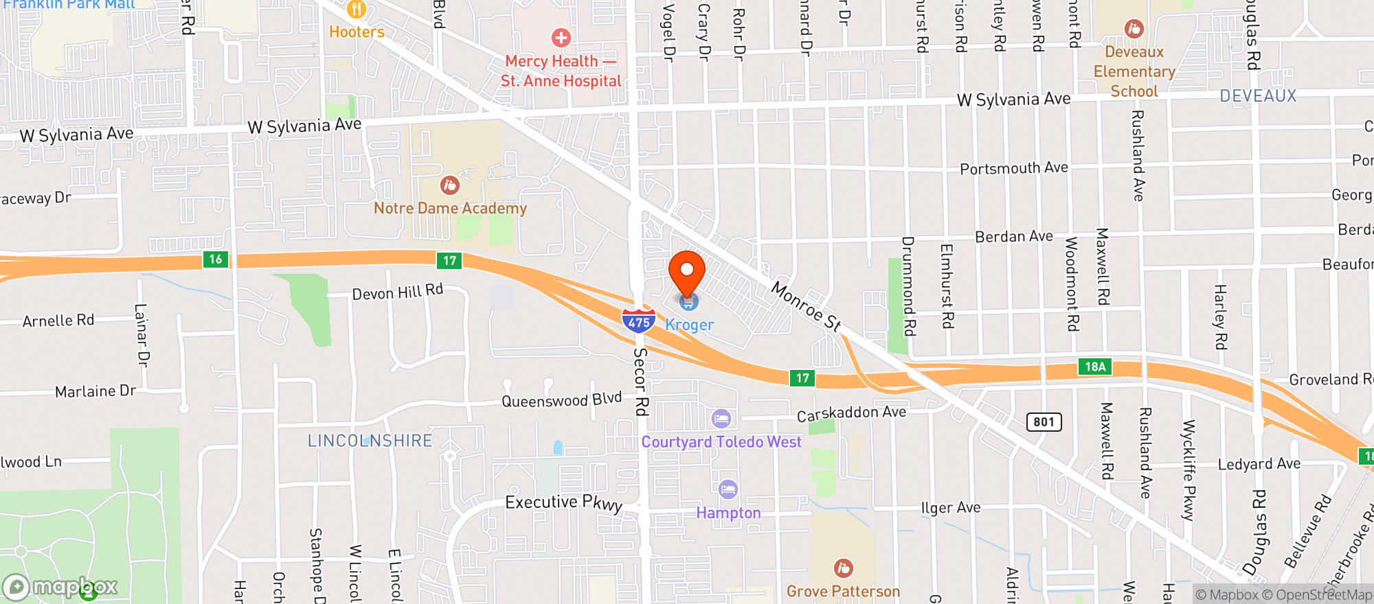 Map showing Kroger