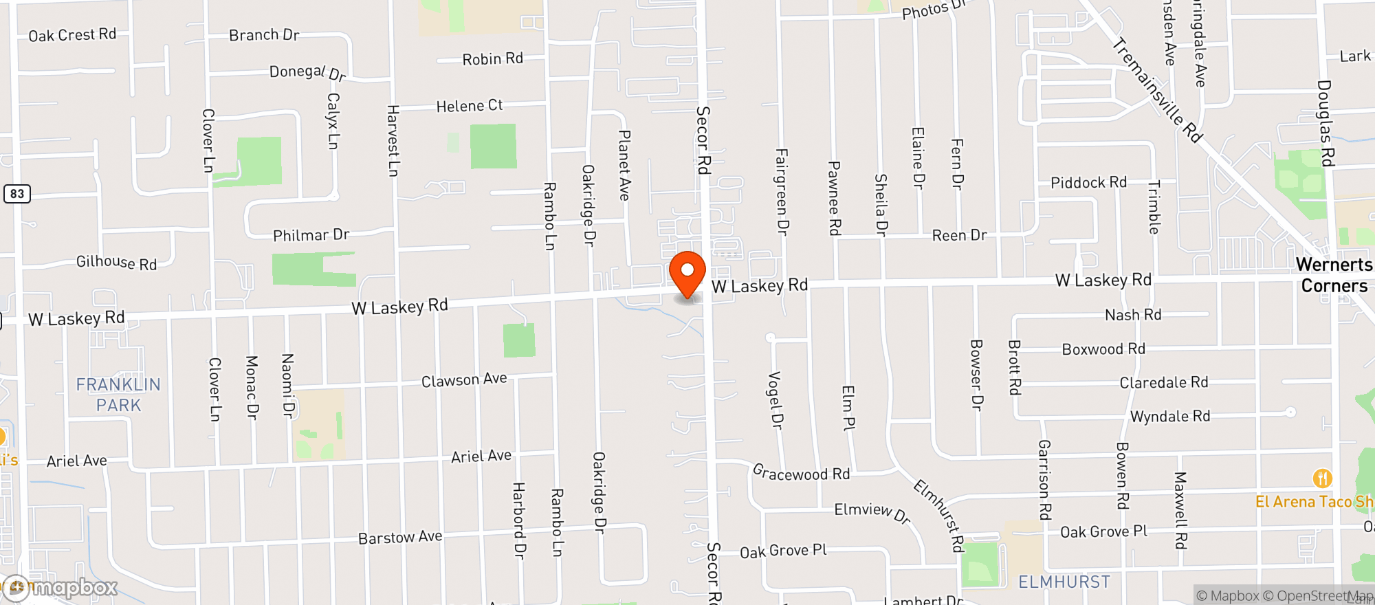 Map showing Paddy Shack
