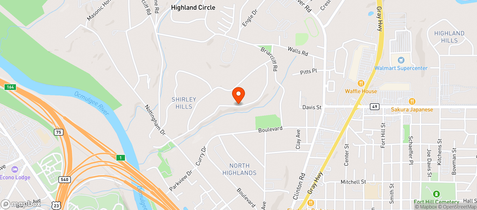Map showing ACE VAPE