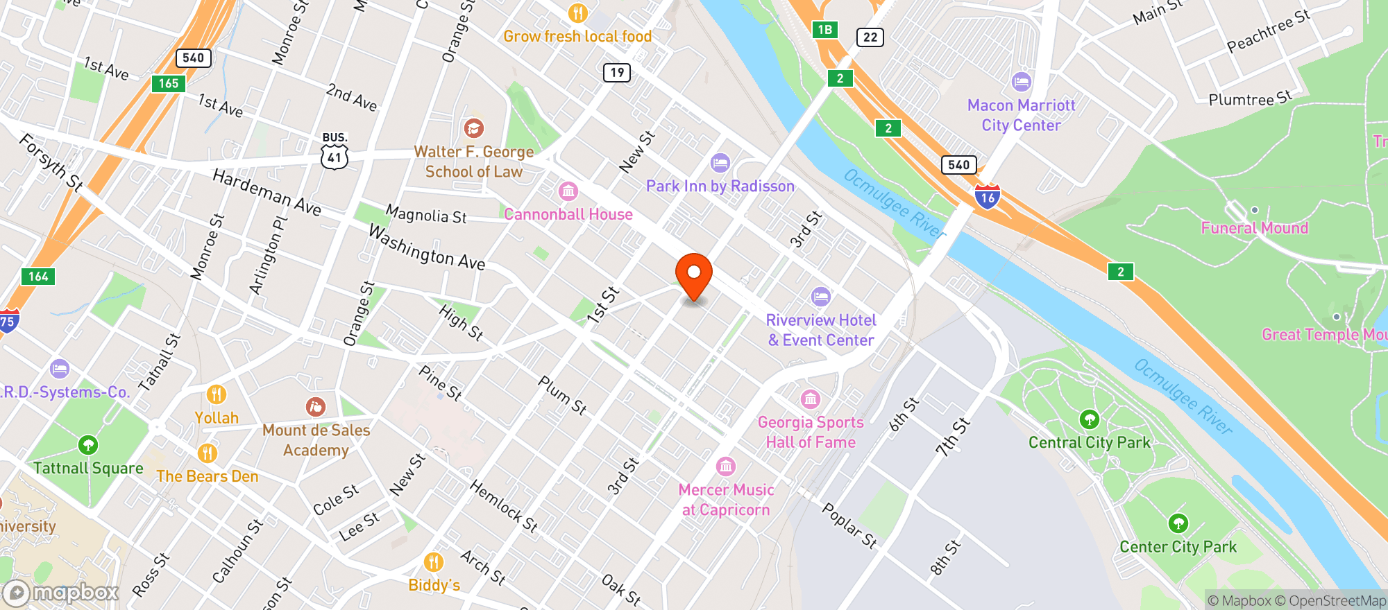 Map showing Woodward/quill Hotel