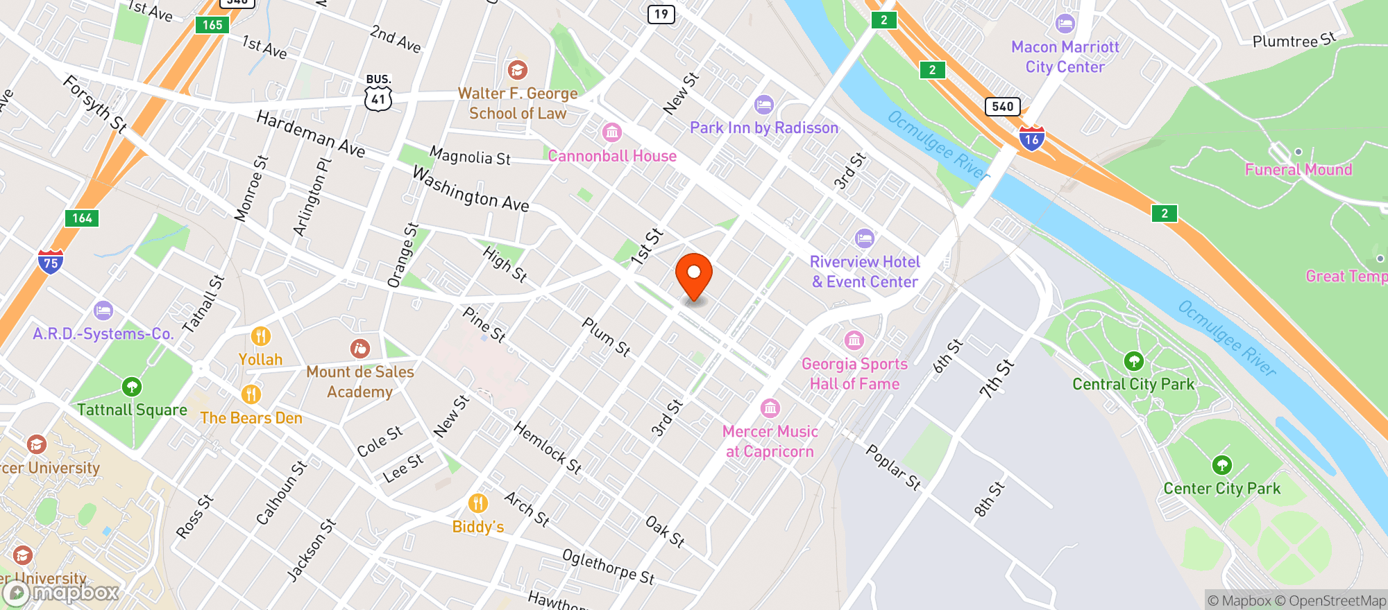 Map showing Ocmulgee Brewpub