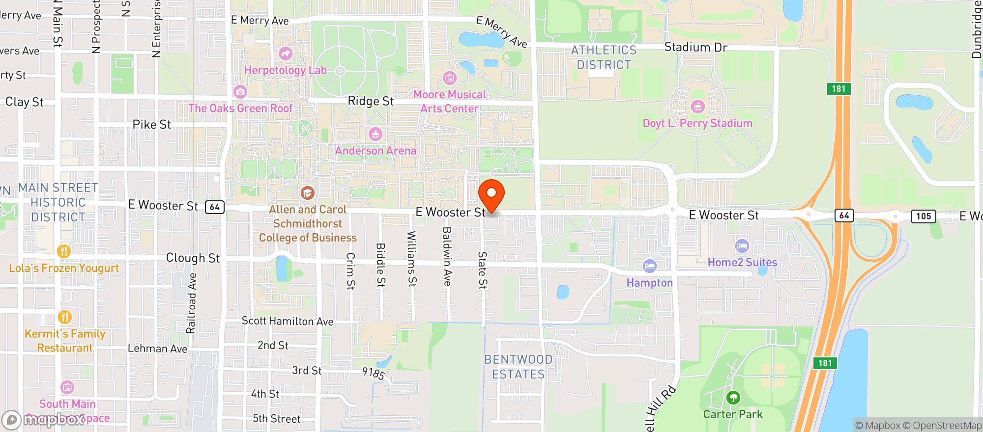 Map showing Smoke Zone Smoke Shop- Bowling Green