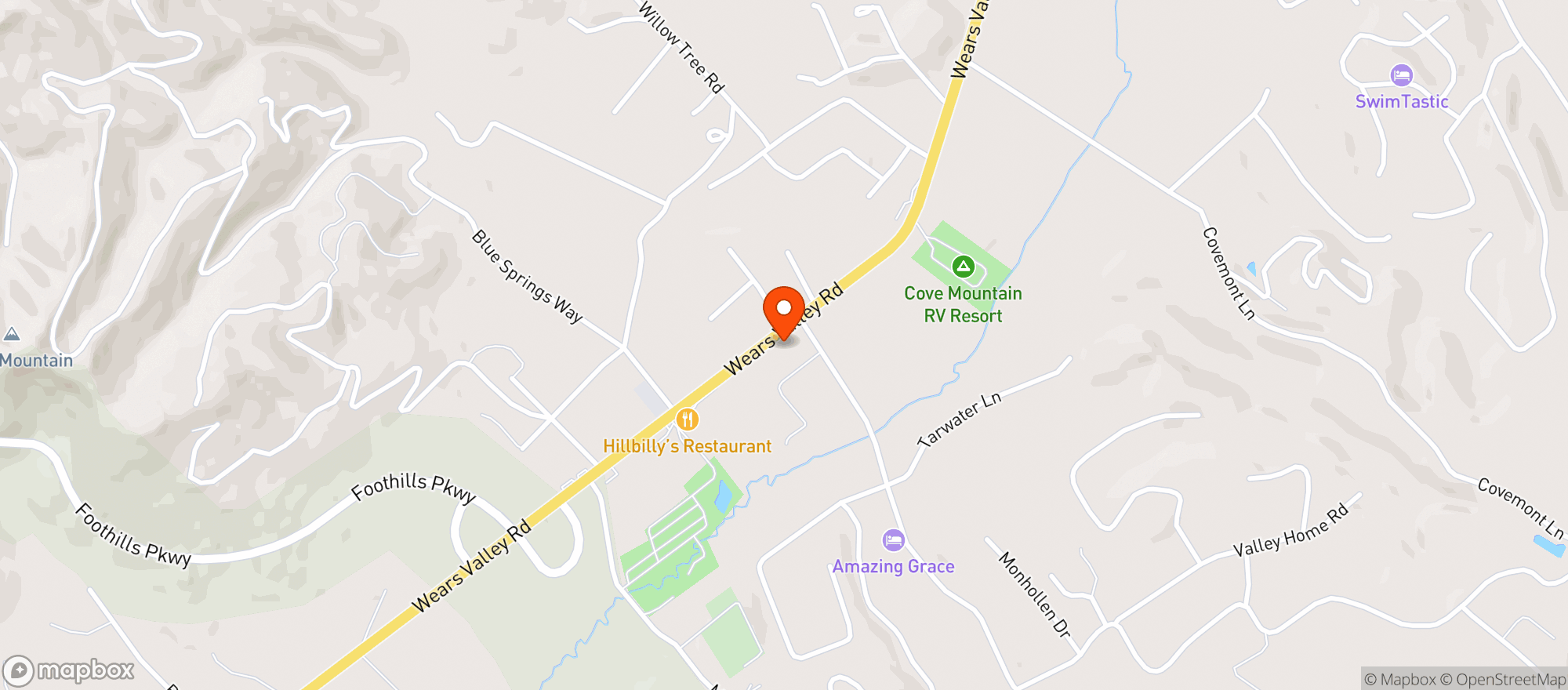 Map showing Wears Valley Social Food Truck Park