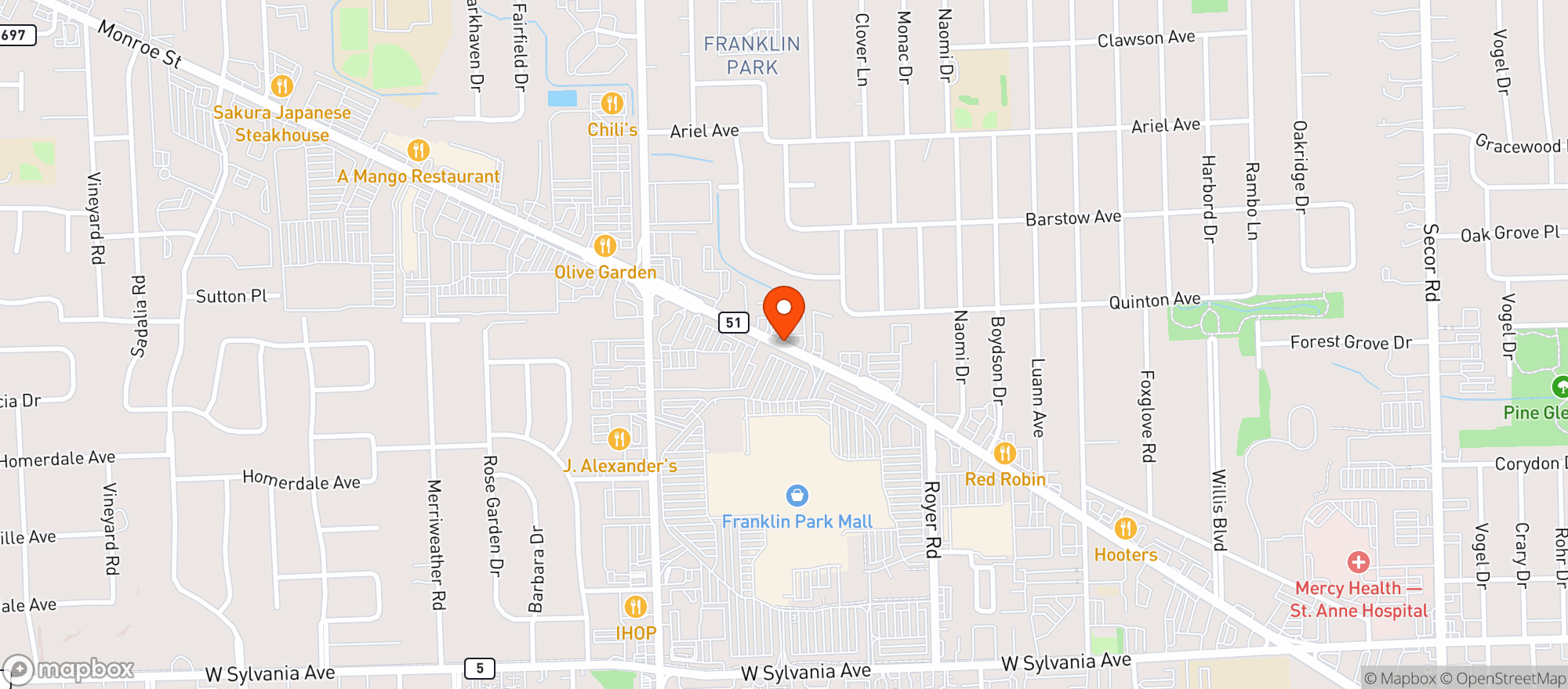 Map showing Red Lobster