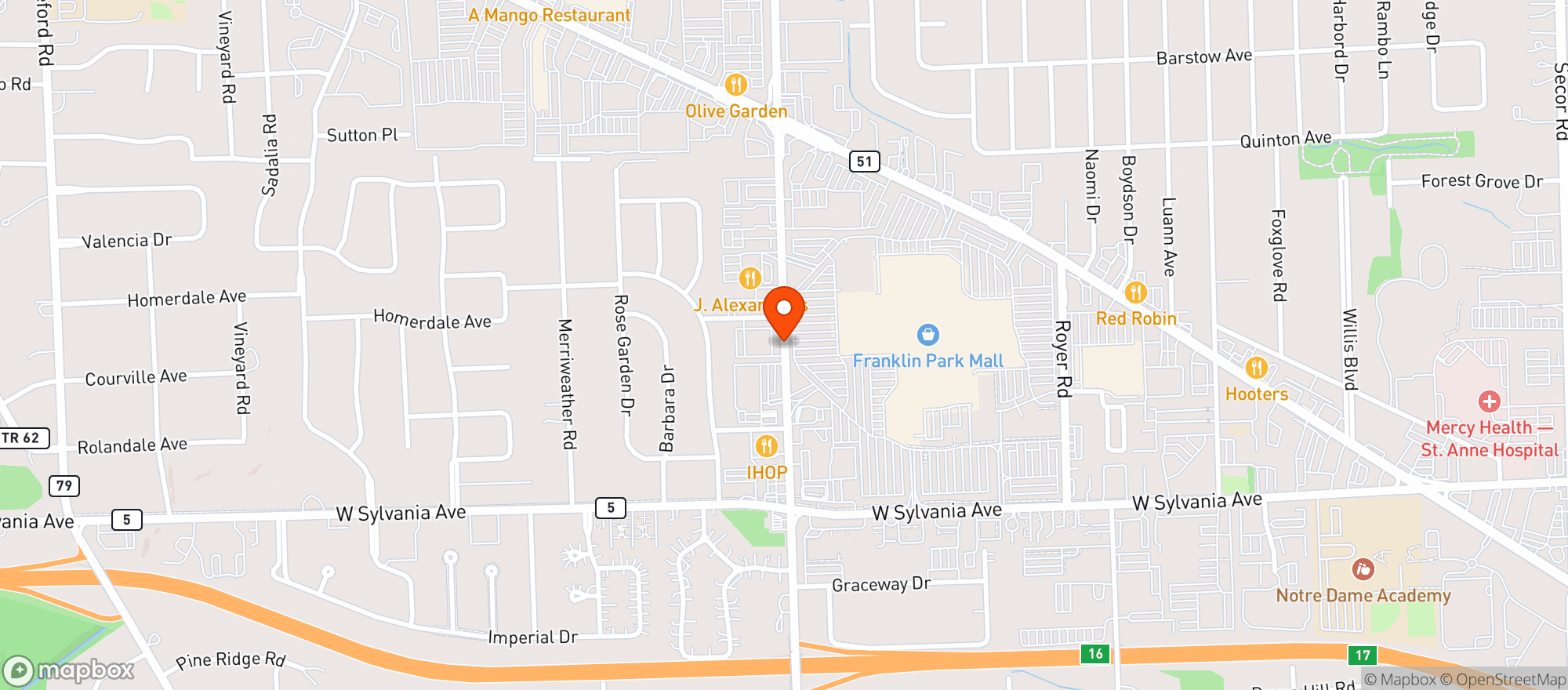 Map showing Josephs Beverage Center