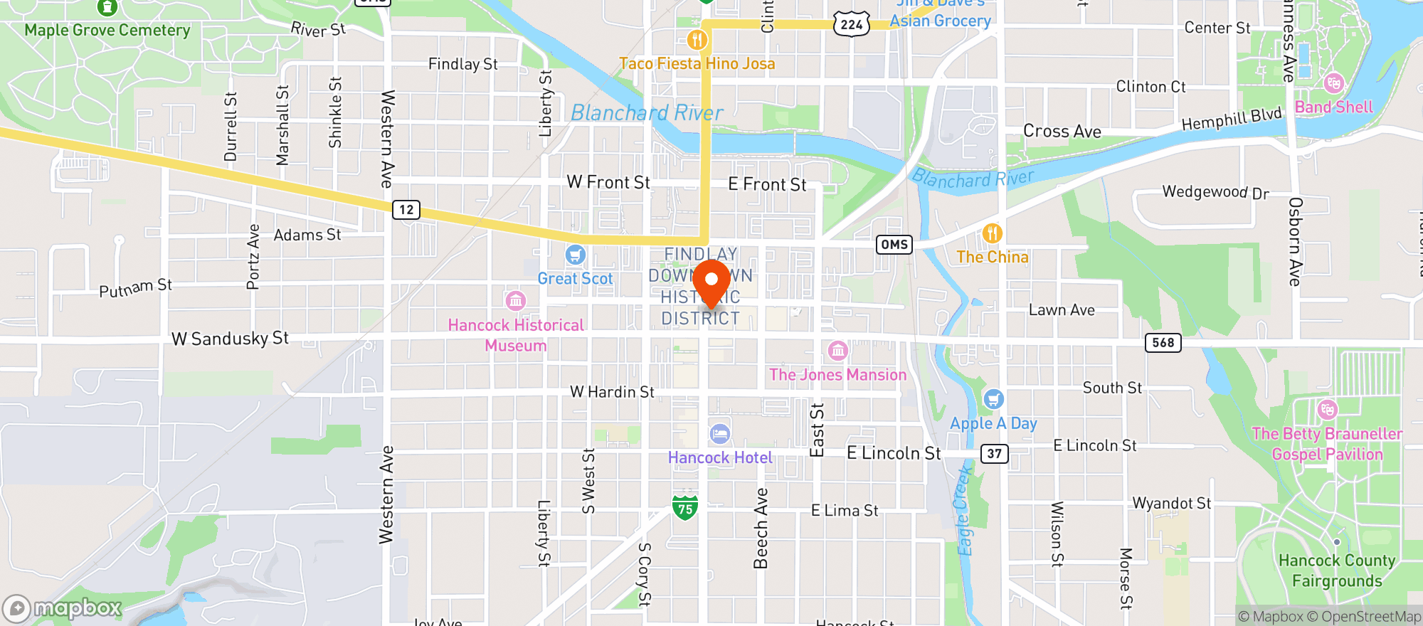 Map showing Bistro On Main