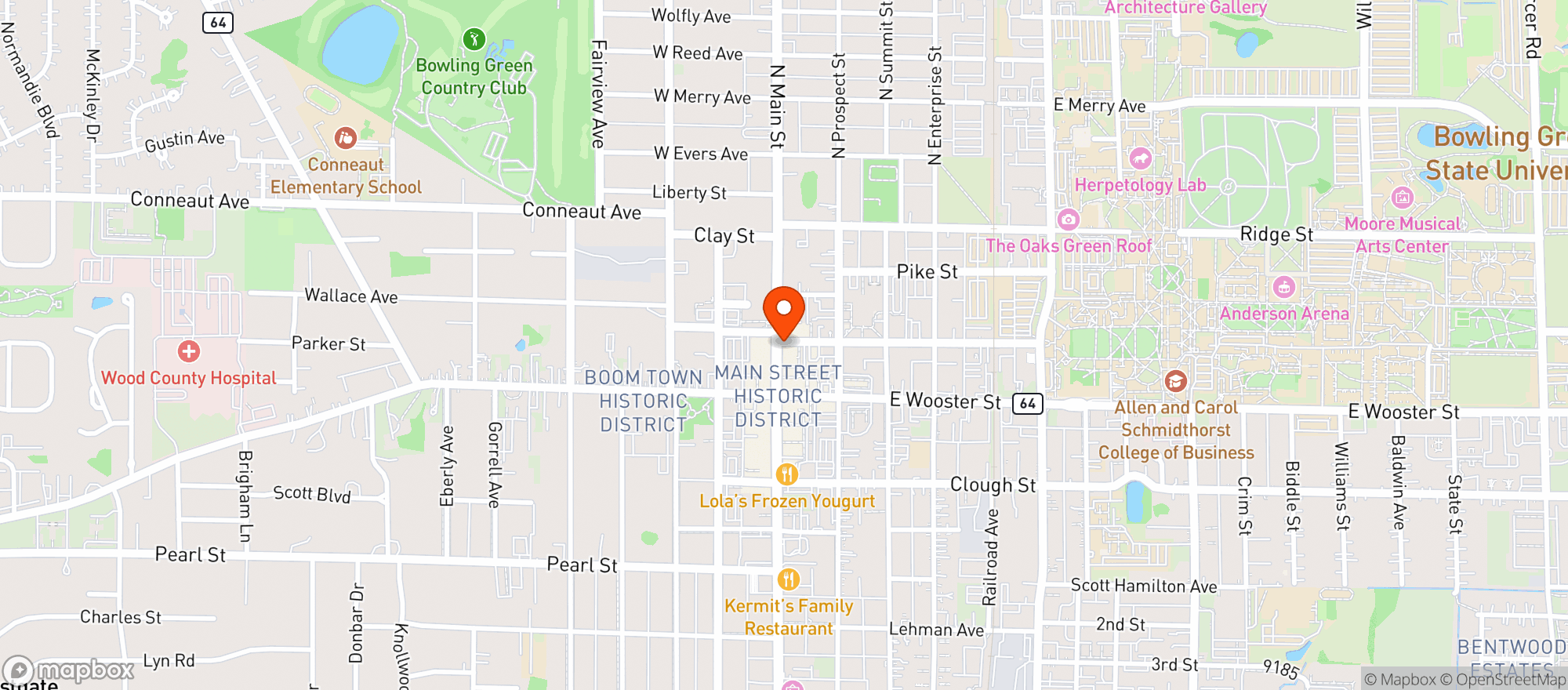 Map showing Uptown Downtown
