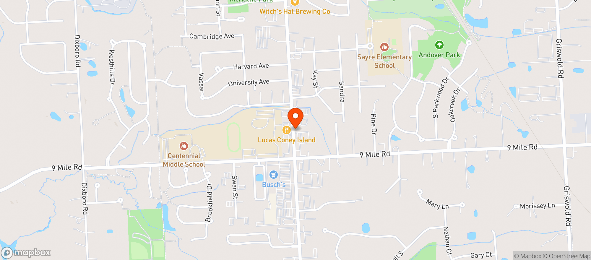 Map showing GREENER PASTURES MARKET - SOUTH LYON