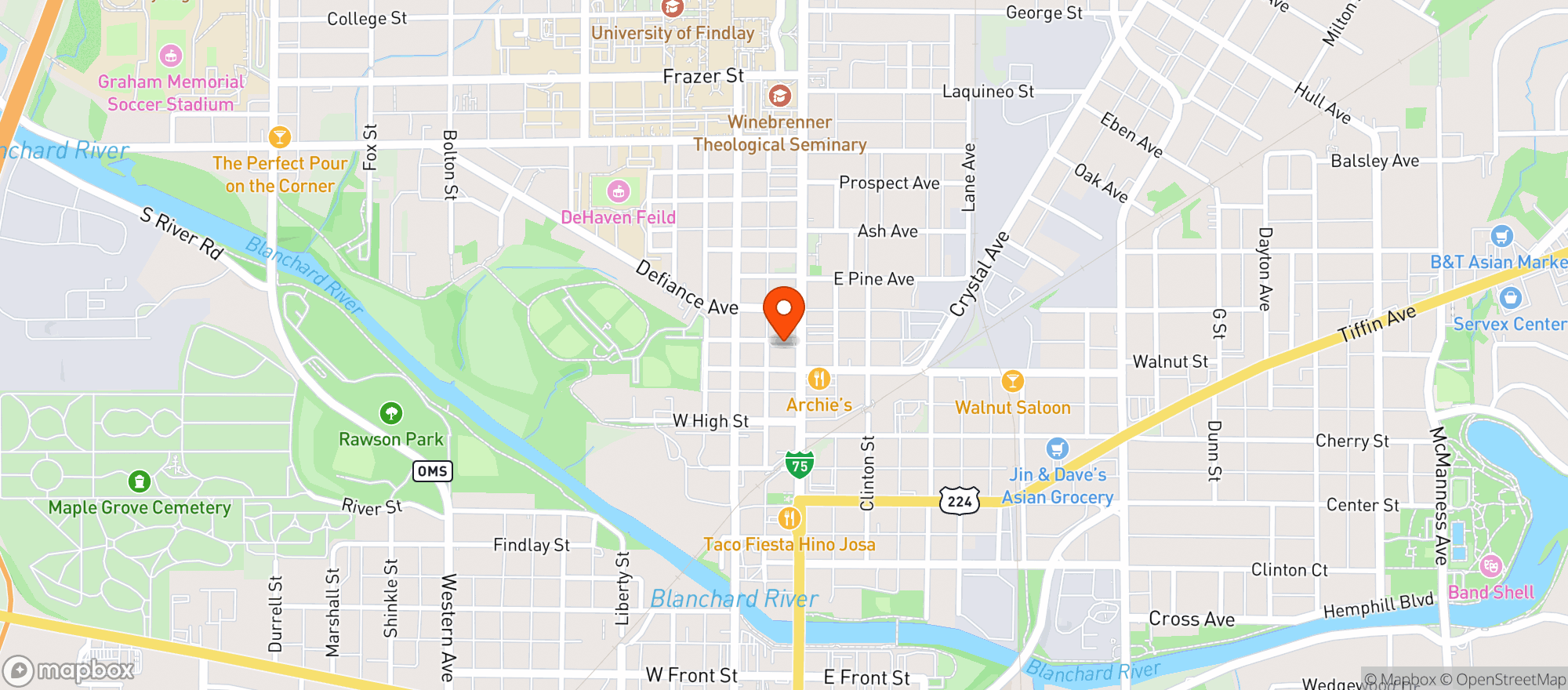 Map showing Thunderbird Drive Th