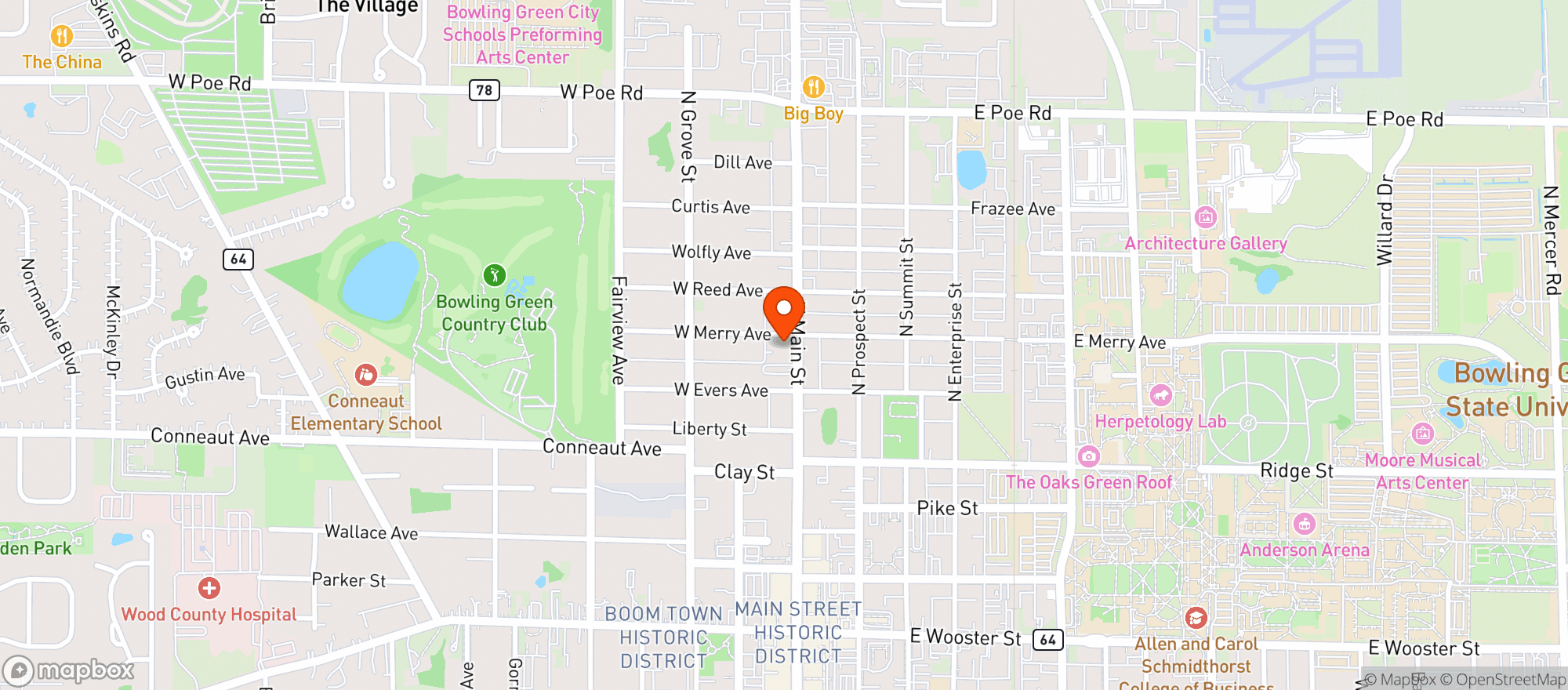 Map showing Gas & Express Mart Bgreen