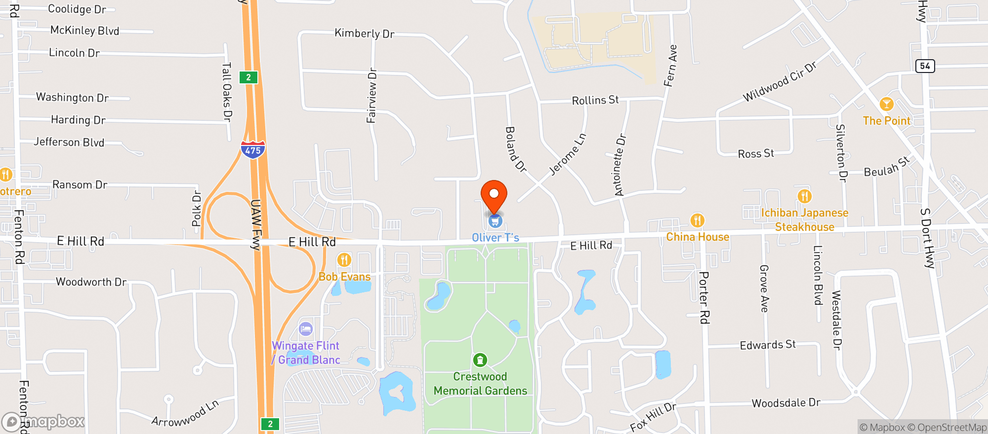 Map showing Oliver T's