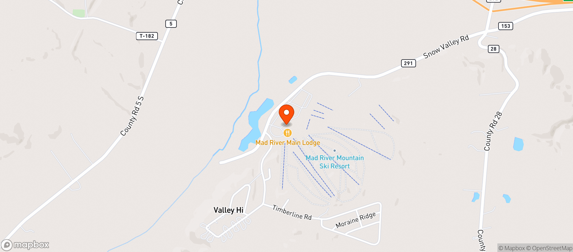 Map showing Mad River Mountain